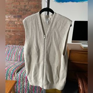 COS mens luxury zip up beige sweater vest size M